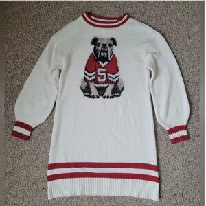 Rare Find Anthropologie Porridge Pullover Sweater Bulldog Print dress size XS